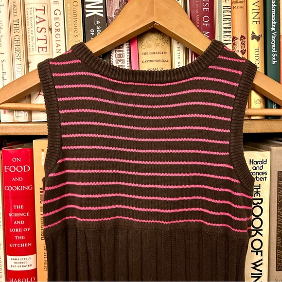 Hanna Andersson Brown Ribbed Pink Stripe Sleeveless Sweater Dress 8 EU 130 - Picture 7 of 7